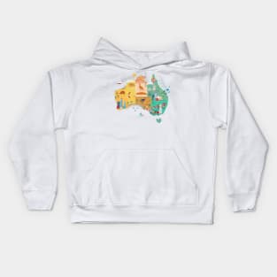 Cartoon Map of Australia Kids Hoodie